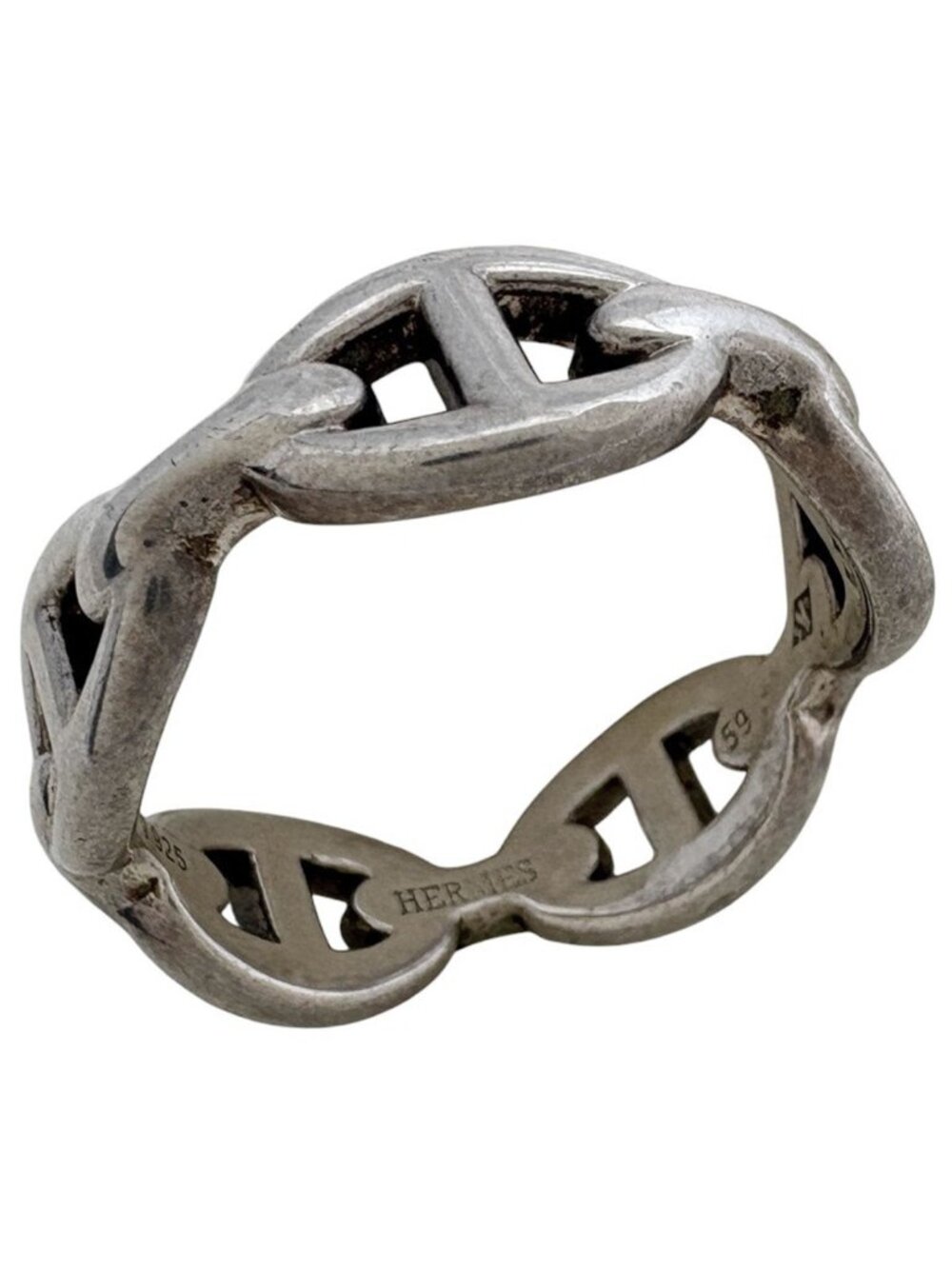 Hermes Ring Chaine D'ancre Enchainee PM 925 Sterling Silver